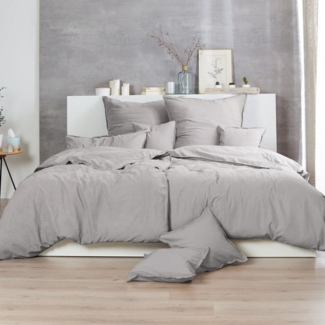 Kissenbezug Renforcé, Baumwolle, Stone Washed Kitt, 40x80 cm