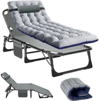 Klappbare Sonnenliege mit Matratze, 5-stufig verstellbar, 150kg belastbar
