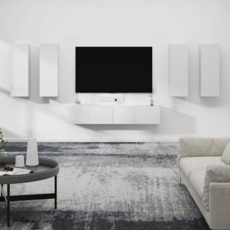 6-tlg. TV-Schrank-Set Weiß Holzwerkstoff [3114342]