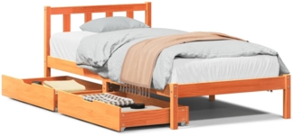 vidaXL Massivholzbett ohne Matratze Wachsbraun 90x190 cm Kiefernholz 3301486