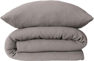 Schiesser Bettwäscheset Molly - Musselin - 2-teilig - 135 x 200 cm - Grau