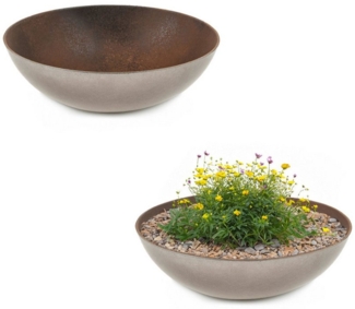 matches21 HOME & HOBBY Blumentopf Pflanzschalen für draussen Dekoschalen rund Rost-Optik 19 cm (2 St), Blumen-Schale als wetterfeste Friedhof-Schale Grab-Schmuck Grabschale