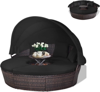 KOMFOTTEU Sonneninsel Polyrattan, mit faltbarem Dach,192 x 177 x 146 cm