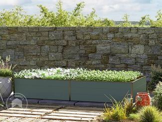 GFP HALFSIZE Aluminium Hochbeet - Platzsparendes & Stabiles Gartenbeet in Anthrazit - 235 x 119 x 39 cm - Ideales halbhohes Modell für Familien-Gartenspaß