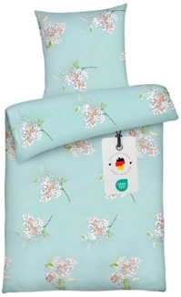 Carpe Sonno Bettwäsche Set 135x200 100% Baumwolle Renforce Bettbezug Blumen Mint geblümt, Renforce, 2 teilig, Florale Ganzjahres Bettwaren mit Frühling Sommer Motiv