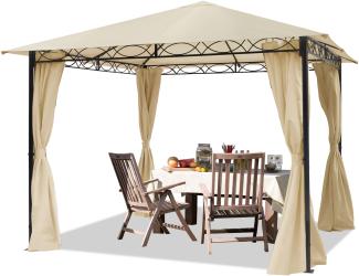 Toolport Gartenpavillon wasserdicht 180g m² Dachplane, Stahlrahmen / Polyester creme, 3x3 m