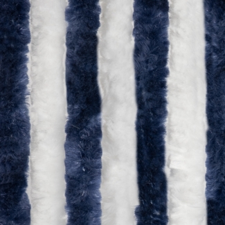 Moritz Flauschvorhang aus Chenille 56 x 185 cm blau weiß Türvorhang als Fliegenschutz Insektenschutz für Camping Wohnwagen