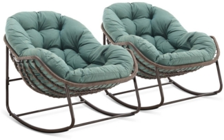 LVHOM Schaukelstuhl mit gepolstertem Kissen, Rattanstuhl mit Stahlrahmen, Lounge Sessel (Großformat B110.5cm x T94.5cm x H80cm,Dicke Kissen,160kg Tragfähigkeit, MEHRE FARBEN MEHRE OPTIONEN! Schaukelsessel umhüllendem Sitzgefühl & hoher Armlehne, 2 St),...