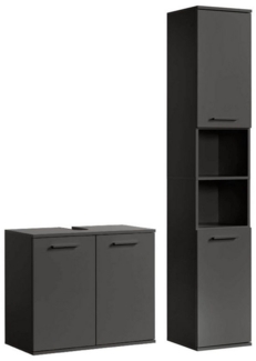 mokebo Badmöbel-Set Der Steuermann, (2-teilig), Unterschrank & Hochschrank fürs Badezimmer in Schwarz