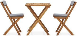 vidaXL 3-tlg. Bistro-Set Klappbar mit Auflagen Massivholz Akazie 310275