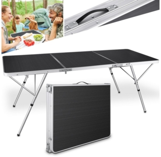 Onbest Klapptisch Sylt mit Aluminiumgestell Tragegriff, rutschfest, 180cm, klappbar, MDF-Platte