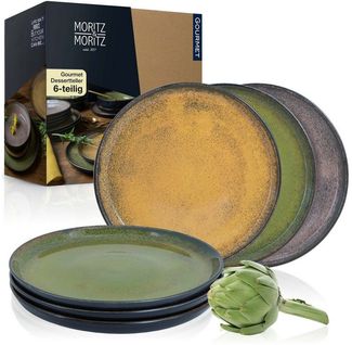 Moritz & Moritz Dessertteller Dessert Teller Set in Vintagetönen, (6 St), für 6 Personen spülmaschinen- und mikrowellengeeignet