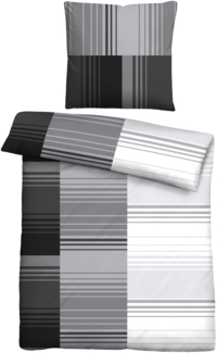 Traumhaft schlafen - Castell - Markenbettwäsche Polycotton Renforce Bettwäsche 0460124 STREIFEN, sturmgrau, 1 x 155 x 220 cm + 1 x 80 x 80 cm