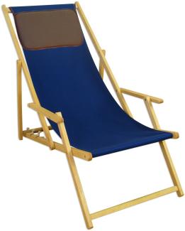 Deckchair blau Liegestuhl Kissen Sonnenliege Buche Gartenliege Holz Gartenmöbel 10-307 N KD