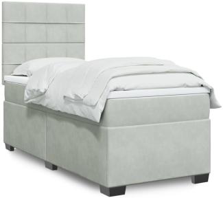 vidaXL Boxspringbett mit Matratze Hellgrau 100x200 cm Samt 3290834