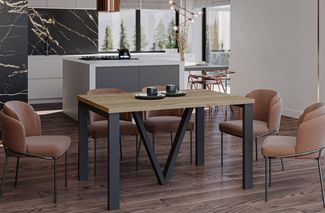 Endo-Moebel Esstisch Titan XXL 130-405 cm, Metallgestell, ausziehbar, 400cm Esstisch XXL 14 Personen riesiger Tisch 4m