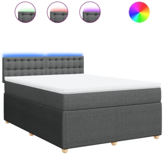 vidaXL Boxspringbett mit Matratze Dunkelgrau 140x190 cm Stoff 3289766