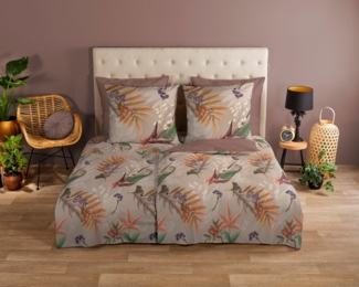 Good Morning Renforcé Bettwäsche 135 X 200 cm + 1- 80 X 80 cm Otso leaves bunt