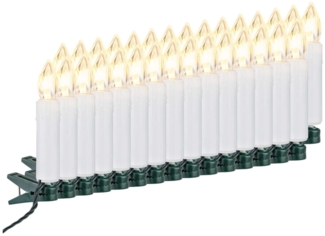 F-H-S International LED-Christbaumkerzen, 30-flammig, Baumkerzen weiß 7cm warmweiß 6/18h Timer 14,5m