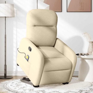vidaXL Massagesessel mit Aufstehhilfe Creme Stoff 3302990