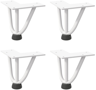 vidaXL Haarnadelbeine für Couchtisch 4 Stk. Weiß 10 cm Massivstahl 4012429