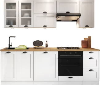 Küchenzeile Monit 240 (Farbe: Weiß / Weiß + Eiche Arlington)