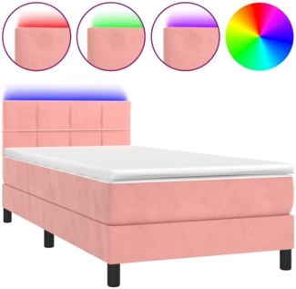 vidaXL Boxspringbett mit Matratze & LED Rosa 80x200 cm Samt 3134374