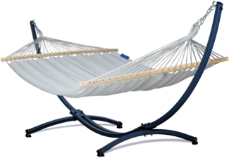 Potenza Stabhängematte mit Gestell – 220kg für 2 Personen I 100% Baumwolle Merida Hängematte - 215x160, 200kg I Silver