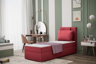 Boxspringbett Schlafzimmerbett SALMA 70x200cm in Stoff Soro Rot