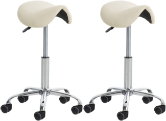 CLP 2er Set Arbeitshocker Reno mit Kunstlederbezug,creme