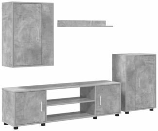 vidaXL 4-teilige TV-Schrank Set Wandmontiert Betongrau Holzwerkstoff 3397899