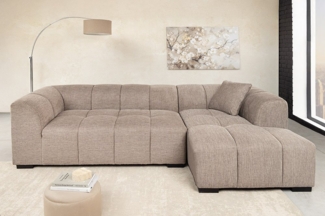 riess-ambiente Ecksofa CITY 240cm taupe Strukturstoff - inkl Kissen, Rundum-Bezug, Polsterung, Einzelartikel 1 Teile, 3-Sitzer Eckcouch mit Ottomane rechts - ideal für moderne Wohnzimmer
