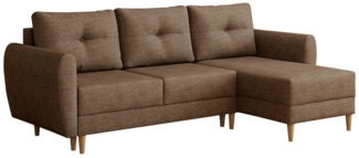 Ecksofa Tukya, Lux 03 Webstoff braun, mit Schlaffunktion, beidseitig montierbar