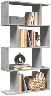 vidaXL Raumteiler-Bücherregal 4 Böden Betongrau 70x24x129 cm 858105