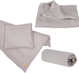 roba Geschenkset 'Lil Planet' - Bio-Bettwäsche - Spannbettlaken & Babydecke - Silbergrau