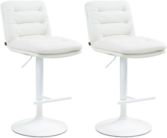 DELUKE® Barhocker 2er Set TURIN - Weiß, Kunstleder, Weiß Barhocker mit Lehne Barstuhl Tresenhocker Tresenstuhl Kneipenhocker Kneipenstuhl