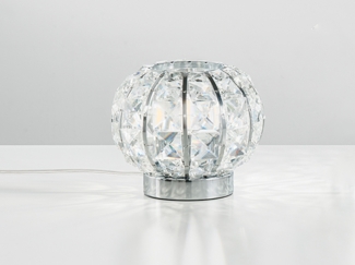 Kugel Tischleuchte CONCERT Chrom mit Glas Kristallen, Ø 16cm