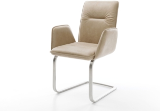 Freischwinger Vinja-Flex Mikrofaser Beige Vintage Freischwinger flach Edelstahl
