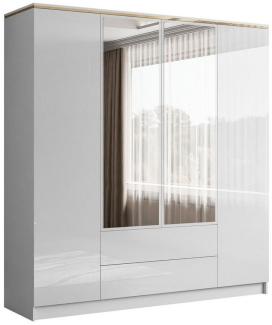 Lookway Kleiderschrank AURORA 4D2S in Weiß hochglanz mit Schubleden Breite: 200 cm