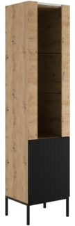 Vitrine Cowilo (Farbe: Artisan Eiche / Artisan Eiche + Schwarz)
