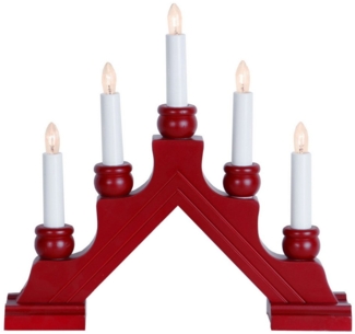 STAR TRADING Fensterleuchter Lichterbogen Schwibbogen Weihnachtsleuchter 5-flammig Schalter rot, Glühlampe, warmweiß (2100K bis 3000K)