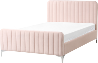 Bett mit Lattenrost Samtstoff LUNAN 120 x 200 cm Pastellrosa