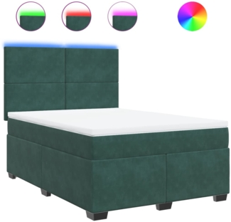 vidaXL Boxspringbett mit Matratze Dunkelgrün 140x200 cm Samt 3293227