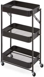 Homes & Jones Küchentrolley Bastian 31x44x78 cm aus schwarzem Metall - Rollwagen mit 3 Ablagen - Moderner Servierwagen für Küche, Essbereich & Haushalt - mobil, platzsparend