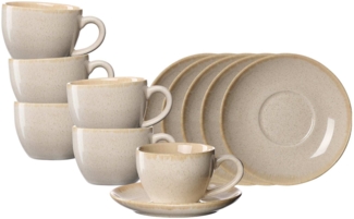 Ritzenhoff & Breker Sahara Kaffeetasse mit Untertasse 6er Set - Creme
