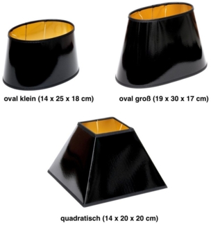 Brillibrum Lampenschirm Lampenschirm Schwarz Gold konisch oval quadratisch für Tischlampe