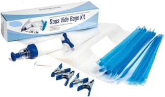 Sous-Vide Garen Set 10 Beutel, Handpumpe, und Verschlüsse