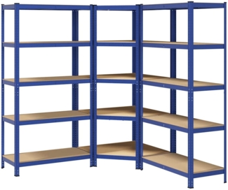 vidaXL Regal-Set 5 Böden 3-tlg. Blau Stahl & Holzwerkstoff 3307614