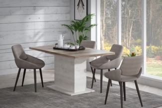 FORTE Duro Esstisch ausziehbar, Holzwerkstoff, Weiß/Beige/Braun, 160 x 76,6 x 90 cm
