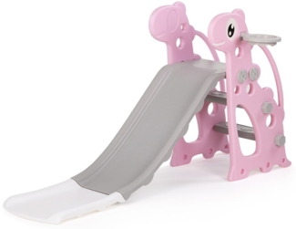 Chipolino Kinderrutsche Dino 116 cm Rutschlänge, Ball mit Basketballkorb, 30 kg rosa